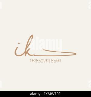 Modèle de logo de signature IK Illustration de Vecteur