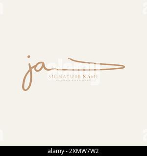 Modèle de logo de signature JA Illustration de Vecteur