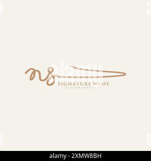 Modèle de logo de signature NS Illustration de Vecteur