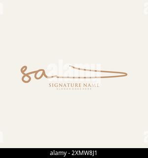 Modèle de logo de signature sa Illustration de Vecteur