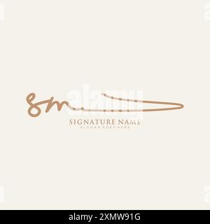 Modèle de logo de signature SM Illustration de Vecteur