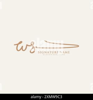Modèle de logo de signature WS Illustration de Vecteur