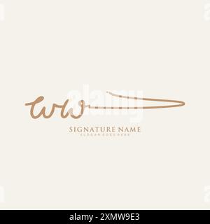 Modèle de logo de signature WW Illustration de Vecteur