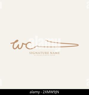 Modèle de logo signature WC Illustration de Vecteur