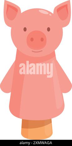 Marionnette à main de cochon rose debout, parfaite pour le divertissement des enfants et à des fins éducatives Illustration de Vecteur