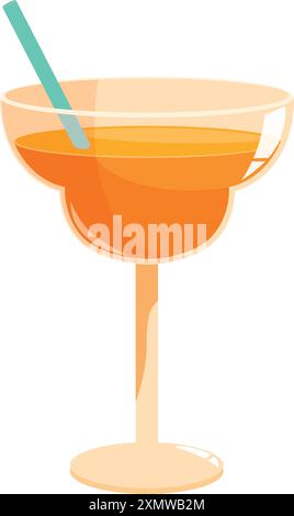Cocktail de margarita rafraîchissant et vibrant servi dans un verre à margarita classique avec un bord salé et une paille Illustration de Vecteur