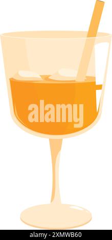 Cocktail d'orange rafraîchissant servi dans un verre à vin, parfait pour l'été Illustration de Vecteur