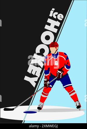 Joueurs de hockey. illustration de 3d couleurs vectorielles Illustration de Vecteur