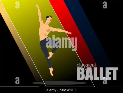 Composition à partir de silhouettes de danseurs dans des poses de ballet. Illustration vectorielle 3D couleur Illustration de Vecteur