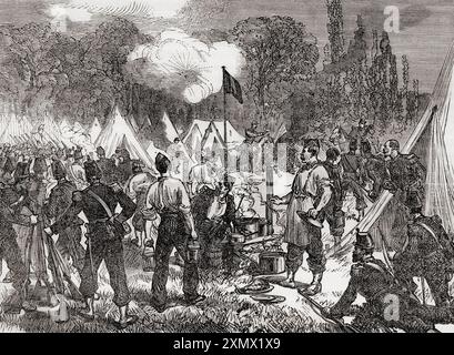 L'armée française surprit à Beaumont pendant la guerre franco-prussienne de 1870 à 1871. Extrait de Cassell's Illustrated History of England, publié vers 1880. Banque D'Images