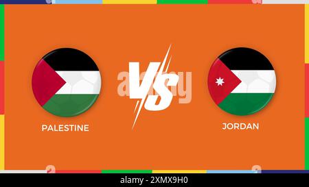 Drapeau palestine vs république de Jordanie en cercle pour bannière sportive. illustrateur vectoriel Illustration de Vecteur