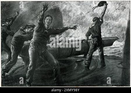 WW1 - A Direct Hit - succès du torpilleur allemand Banque D'Images