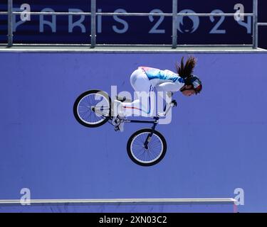 PARIS, FRANCE. 30 juillet 2024. Laury Perez de Team France participe à la qualification du Parc féminin le quatrième jour des Jeux Olympiques de Paris 2024, place de la Concorde, Paris, France. Crédit : Craig Mercer/Alamy Live News Banque D'Images