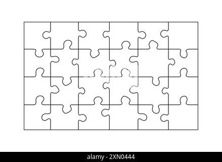 Gabarit vierge de puzzle. Conception de grille de lignes de coupe pour petit puzzle. Illustration de Vecteur