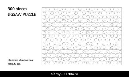 Gabarit vierge de puzzle. Conception de grille de lignes de coupe pour puzzle de 300 pièces. Illustration de Vecteur