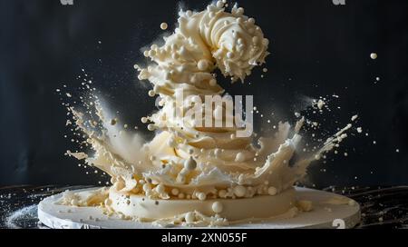 Une tornade de gâteau à la crème blanche Banque D'Images