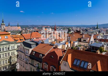 Brno, République tchèque. 25 juin 2024. Vue aérienne de la ville de Brno Banque D'Images