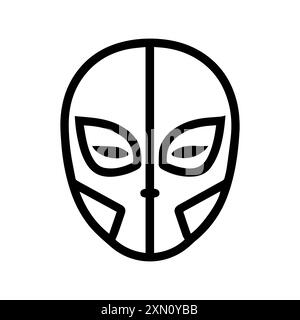 Icône de masque ou symbole de ligne moderne. Dessin au trait vectoriel et conception d'icône avec contour audacieux. Noir et blanc Pixel Perfect symbole minimaliste isolé blanc b Illustration de Vecteur