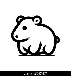 Icône Tapir ou symbole de ligne moderne. Dessin au trait vectoriel et conception d'icône avec contour audacieux. Noir et blanc Pixel Perfect symbole minimaliste blanc isolé Illustration de Vecteur