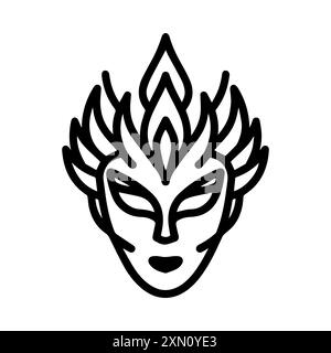 Icône de masque ou symbole de ligne moderne. Dessin au trait vectoriel et conception d'icône avec contour audacieux. Noir et blanc Pixel Perfect symbole minimaliste isolé blanc b Illustration de Vecteur