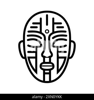 Icône de masque ou symbole de ligne moderne. Dessin au trait vectoriel et conception d'icône avec contour audacieux. Noir et blanc Pixel Perfect symbole minimaliste isolé blanc b Illustration de Vecteur