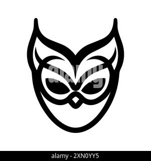 Icône de masque ou symbole de ligne moderne. Dessin au trait vectoriel et conception d'icône avec contour audacieux. Noir et blanc Pixel Perfect symbole minimaliste isolé blanc b Illustration de Vecteur