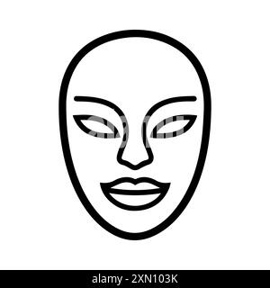 Icône de masque ou symbole de ligne moderne. Dessin au trait vectoriel et conception d'icône avec contour audacieux. Noir et blanc Pixel Perfect symbole minimaliste isolé blanc b Illustration de Vecteur