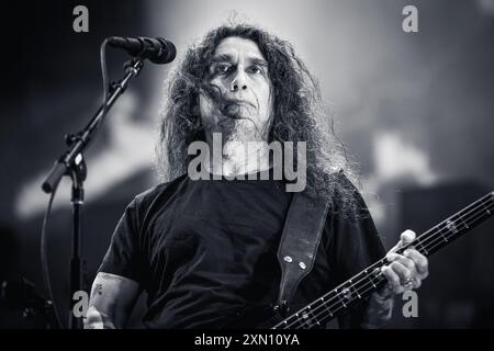 Tom Araya de Slayer en concert au Sweden Rock Festival Banque D'Images