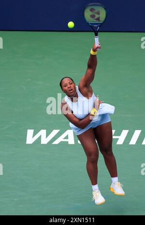 30 juillet 2024 : Taylor Townsend (États-Unis) participe au tournoi de tennis Mubadala Citi DC Open 2024 qui se déroule au Rock Creek Park Tennis Center à Washington, DC Justin Cooper/CSM Banque D'Images