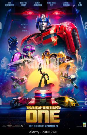 DATE DE SORTIE : 20 septembre 2024. TITRE : Transformers One. STUDIO : Paramount animation. RÉALISATEUR : Josh Cooley. INTRIGUE : L'histoire d'origine inconnue d'Optimus Prime et Megatron, mieux connus comme ennemis jurés, mais autrefois étaient des amis liés comme des frères qui ont changé le destin de Cybertron pour toujours. VEDETTE : affiche Art. (crédit image : © Paramount animation/Entertainment Pictures/ZUMAPRESS.com) USAGE ÉDITORIAL SEULEMENT! Non destiné à UN USAGE commercial ! Banque D'Images