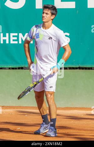 Playa de Gandía, Espagne, 21 juillet 2024. Joueur de tennis espagnol Carlos Sánchez Jover lors du tournoi Circuito Orysol Banque D'Images