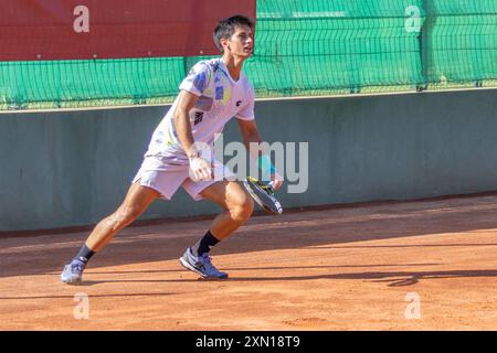 Playa de Gandía, Espagne, 21 juillet 2024. Joueur de tennis espagnol Carlos Sánchez Jover lors du tournoi Circuito Orysol Banque D'Images
