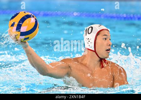 10 INABA Yusuke (JPN), Japon (JPN) vs France (FRA) Water Polo Preliminary Round Group B aux Acquatic Centers, lors des Jeux Olympiques de Paris 2024, 30 juillet 2024, Paris, France. Crédit : Enrico Calderoni/AFLO SPORT/Alamy Live News Banque D'Images