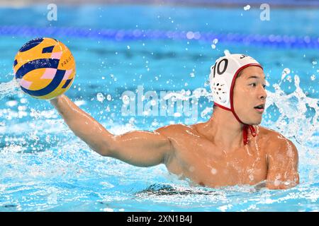 10 INABA Yusuke (JPN), Japon (JPN) vs France (FRA) Water Polo Preliminary Round Group B aux Acquatic Centers, lors des Jeux Olympiques de Paris 2024, 30 juillet 2024, Paris, France. Crédit : Enrico Calderoni/AFLO SPORT/Alamy Live News Banque D'Images