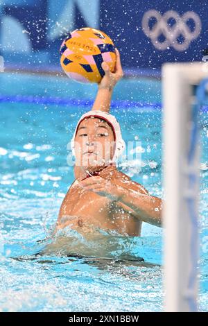 10 INABA Yusuke (JPN), Japon (JPN) vs France (FRA) Water Polo Preliminary Round Group B aux Acquatic Centers, lors des Jeux Olympiques de Paris 2024, 30 juillet 2024, Paris, France. Crédit : Enrico Calderoni/AFLO SPORT/Alamy Live News Banque D'Images