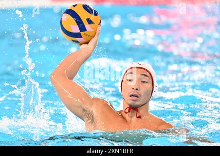 8 TAKATA Mitsuru (JPN), Japon (JPN) vs France (FRA) Water Polo Preliminary Round Group B aux Acquatic Centers, lors des Jeux Olympiques de Paris 2024, 30 juillet 2024, Paris, France. Crédit : Enrico Calderoni/AFLO SPORT/Alamy Live News Banque D'Images