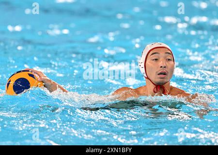 8 TAKATA Mitsuru (JPN), Japon (JPN) vs France (FRA) Water Polo Preliminary Round Group B aux Acquatic Centers, lors des Jeux Olympiques de Paris 2024, 30 juillet 2024, Paris, France. Crédit : Enrico Calderoni/AFLO SPORT/Alamy Live News Banque D'Images