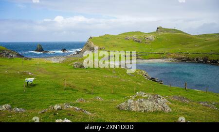 Fethaland est une colonie abandonnée à l'extrémité nord de Mainland, Shetland. C'était le site de la plus grande station de pêche des Shetland Banque D'Images