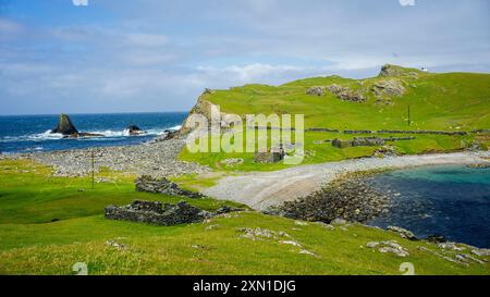 Fethaland est une colonie abandonnée à l'extrémité nord de Mainland, Shetland. C'était le site de la plus grande station de pêche des Shetland Banque D'Images