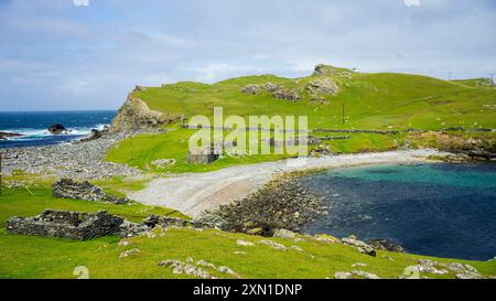 Fethaland est une colonie abandonnée à l'extrémité nord de Mainland, Shetland. C'était le site de la plus grande station de pêche des Shetland Banque D'Images