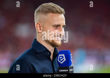 Bartlomiej Pawlowski de Widzew vu en action lors du match polonais PKO Ekstraklasa League entre Widzew Lodz et Lech Poznan au stade municipal de Widzew Lodz. Score final : Widzew Lodz 2:1 Lech Poznan. Banque D'Images