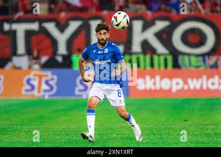 Ali Gholizadeh de Lech vu en action lors du match de la Ligue polonaise PKO Ekstraklasa entre Widzew Lodz et Lech Poznan au stade municipal de Widzew Lodz. Score final : Widzew Lodz 2:1 Lech Poznan. (Photo de Mikolaj Barbanell / SOPA images/SIPA USA) Banque D'Images