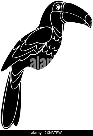 Oiseau tropical toucan dans l'illustration vectorielle de style doodle Illustration de Vecteur