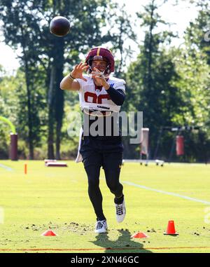 Les commandants de Washington Tight End Zach Ertz (86) pendant la pratique au centre d'entraînement OrthoVirginia au Commanders Park à Ashburn, Virginie, le 28 2024 juillet (Alyssa Howell/image of Sport) Banque D'Images