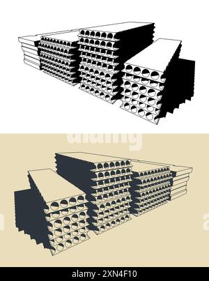 Matériaux de construction, dalles de plancher en béton armé illustrations Illustration de Vecteur