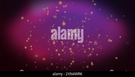 Image de taches de lumière jaunes sur des formes colorées sur fond noir Banque D'Images