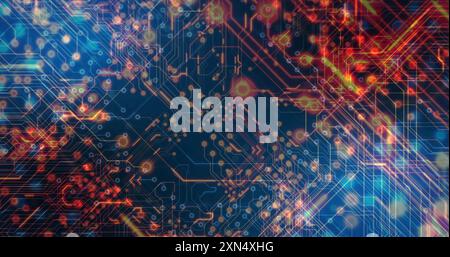 Illustration d'un transfert de données éclatantes sur le réseau de la carte mère Banque D'Images