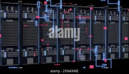 Image du traitement des données numériques et de la carte de circuit imprimé sur des serveurs informatiques Banque D'Images