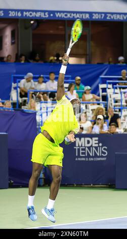 30 juillet 2024 : Frances Tiafoe (États-Unis) participe au tournoi de tennis Mubadala Citi DC Open 2024 qui se déroule au Rock Creek Park Tennis Center à Washington, DC Justin Cooper/CSM Banque D'Images