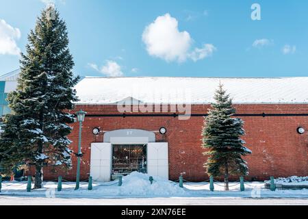 Entrepôt de briques rouges Kanemori en hiver à Hakodate, Hokkaido, Japon Banque D'Images